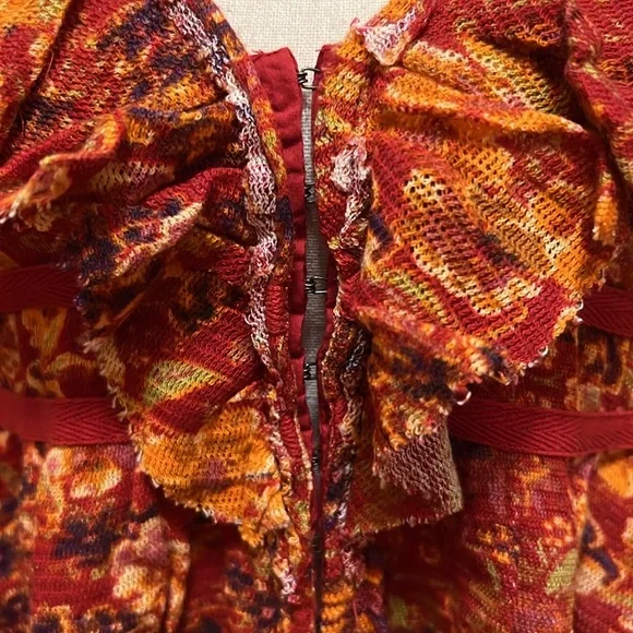 Free People Rudi Ruffle Top in Cherry Combo, Size Small - Picture 7 of 17